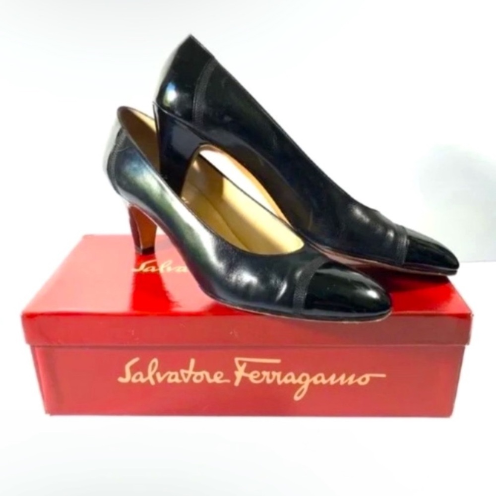 Salvatore Ferragamo Black Patentcalf Leather Heels